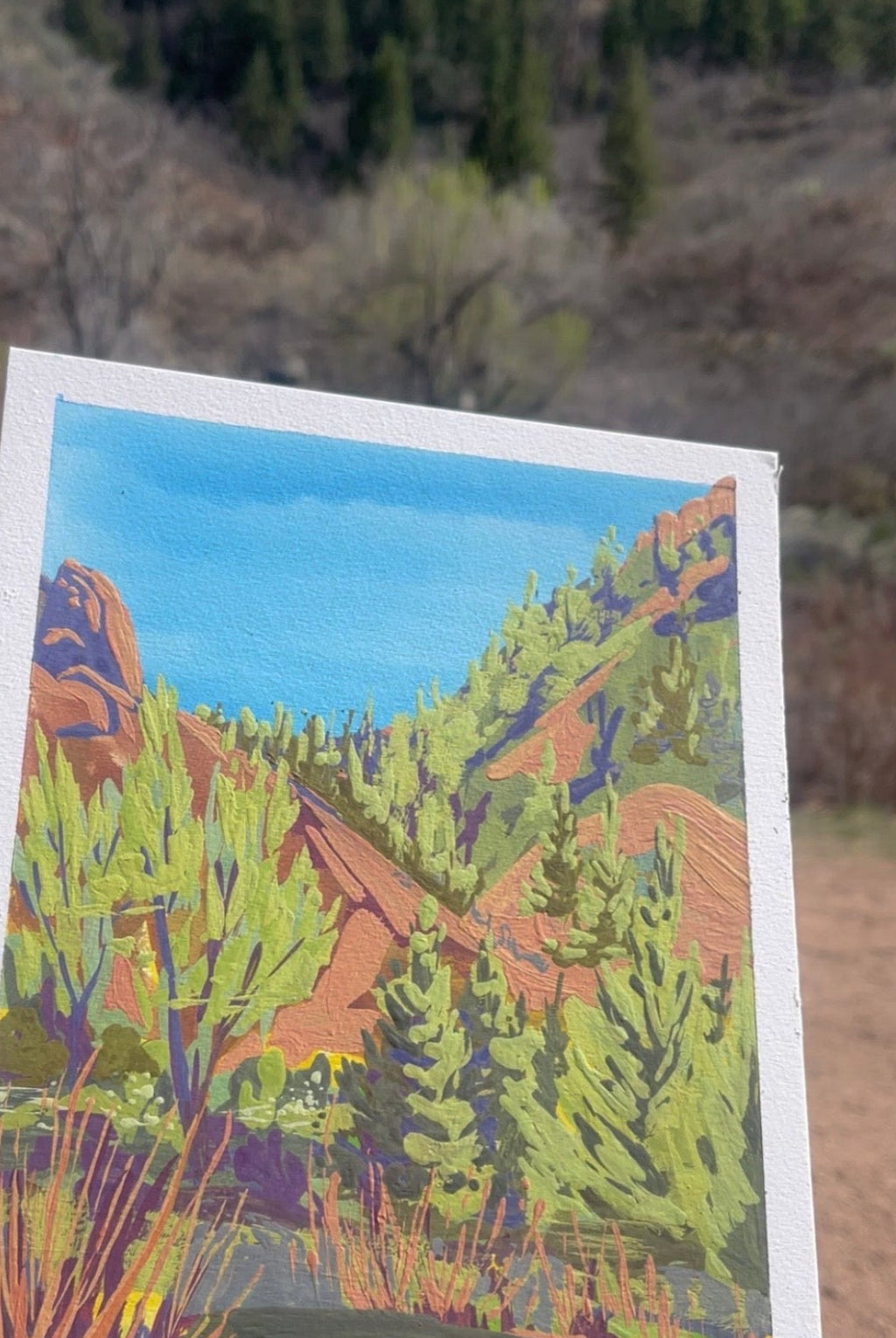 "Waterton Canyon" - Plein Air Original (Gouache)